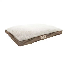 40 In. X 30 In. Brown Sherpa Woven Linen Pet Bed