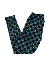 Lularoe OS One Size Leggings Soft Turquoise Blue Gray Yellow Geometric NEW 1368