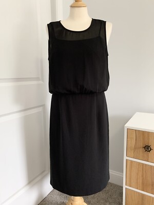 black sheath dress for funeral Black Satin Stripe Funeral Dress  The Work Uniform Company