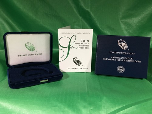 2019 W US Mint American Silver Eagle Proof Case, Box, COA - No Coin