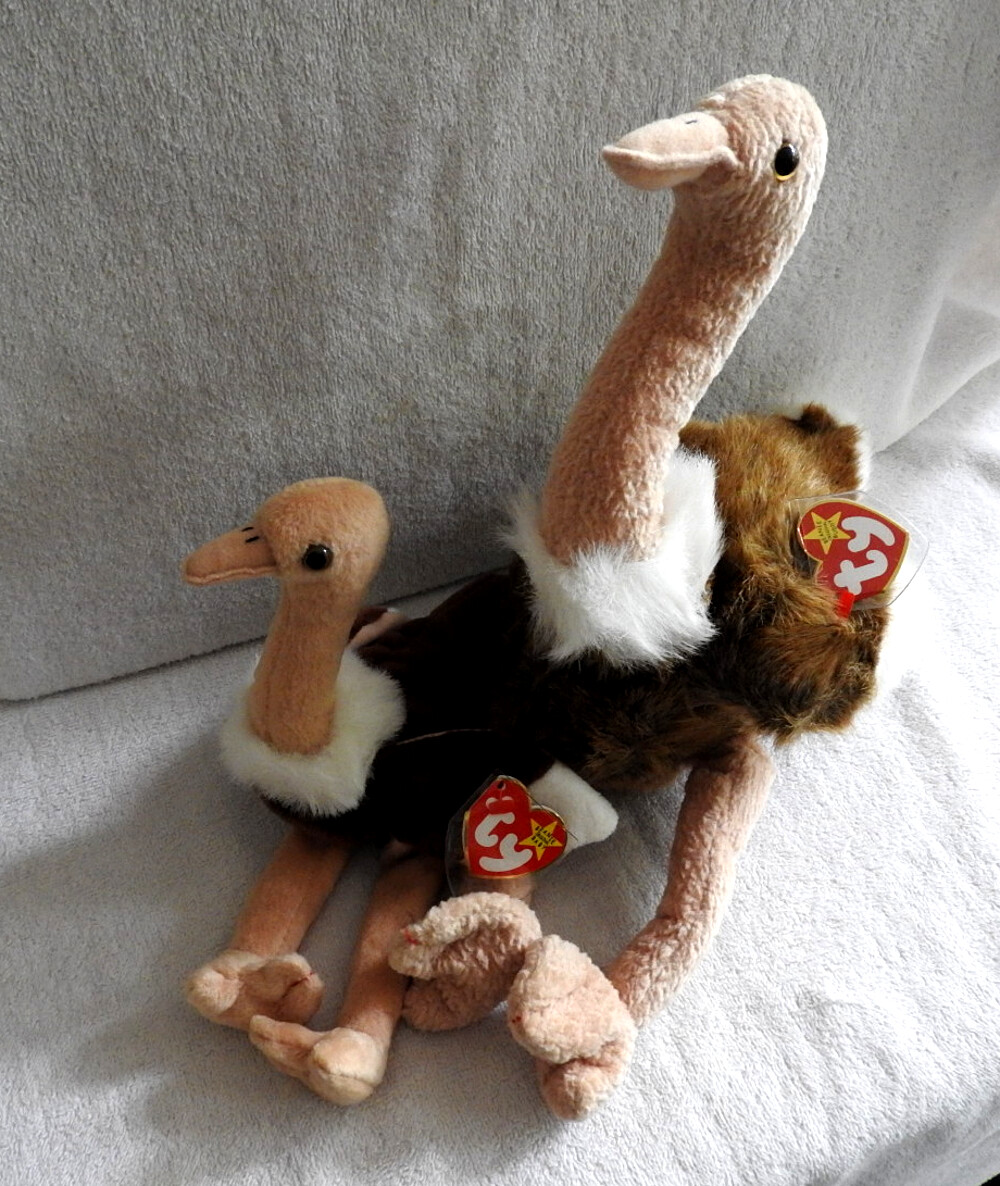 Stretch the Ostrich Ty Beanie Buddy (Tag Error) & Beanie Baby (PVC