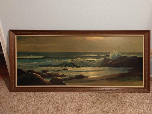 ROBERT WOOD “Golden Surf” Large Vintage Print Painting | eBay