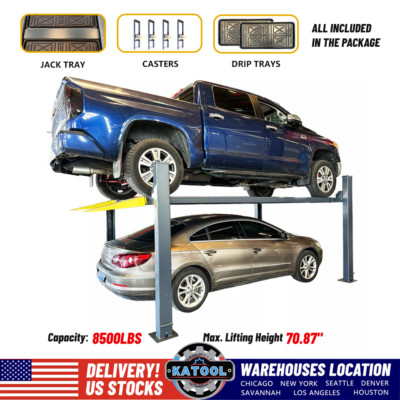 8500 lbs KATOOL  Four Post Parking Lift 4 -Post Storage Service Car Lift Casters