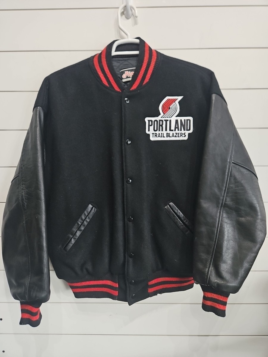 Vtg Portland Trailblazer NBA Basketball Varsity Leather Letterman Jacket  Mens 50
