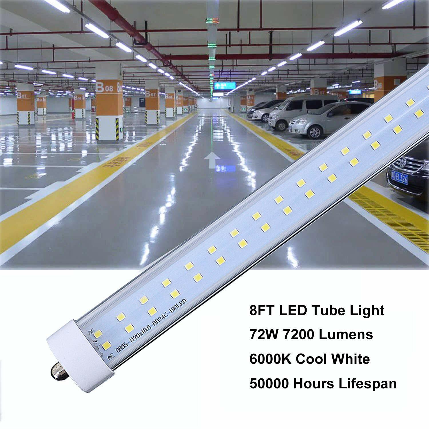 16 Pack 45W 72W T8 8FT LED Tube Light Bulbs 6500K FA8 Single Pin LED