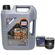 Motor&ouml;l Set 5W-30 5 Liter + &Ouml;lfilter SM 125 f&uuml;r Hyundai i30 Kombi Santa F&eacute; III
