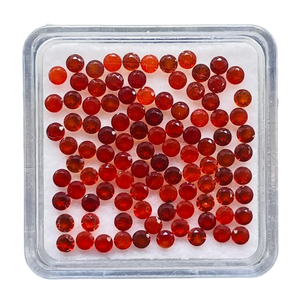 100 Pcs Natural Orange Onyx 2mm Round Diamond Cut Calibrated Loose Gemstones Lot - Image 3 of 4