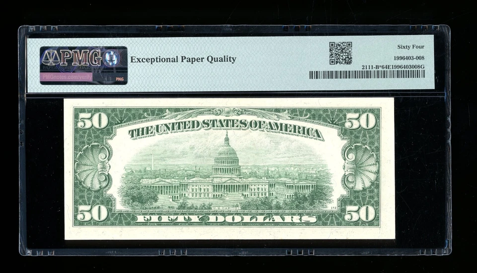 DBR 1950-D $50 FRN New York STAR Fr. 2111-B* PMG 64 EPQ Serial B02239339* - Image 2 of 2