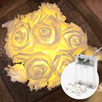 Cozyhome Led Lichterkette Rosen Batterie - 5 Meter & 20 Blumen Led I Warmweiß