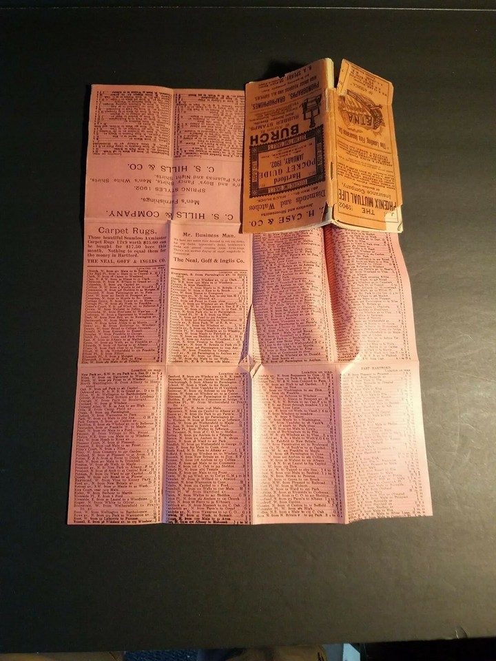 1902 Hartford Pocket Guide Electric Timetable Steam Time Table ...