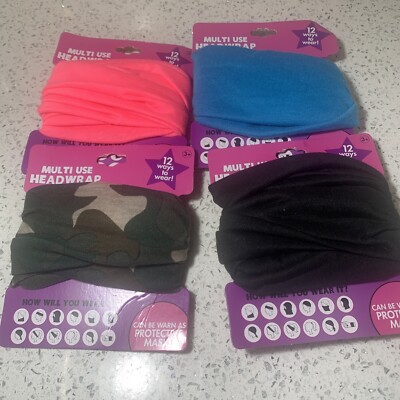 Lot 4 -  HER Accessories Headwrap Protective Face Cover Mask- Assorted Colors #2