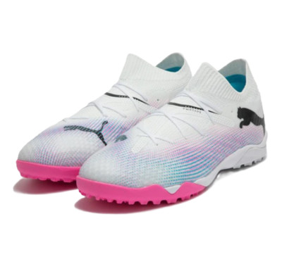 Puma Men's Future 7 Pro Cage Soccer Shoes TF White/Pink 107710-01 i