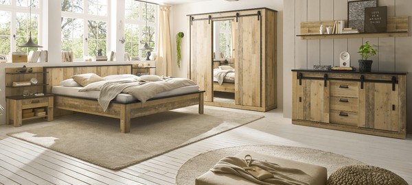 Schlafzimmer Set 8-Teilig Used Wood Hell Und Anthrazit SchlafzimmermöBel Stove-image