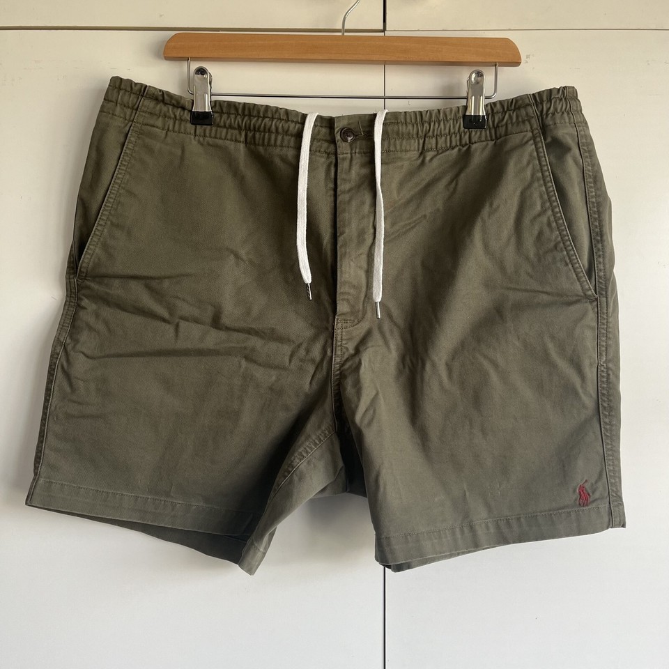 Mens Ralph Lauren Prepster Shorts Size XL in Khaki Green Chino Shorts