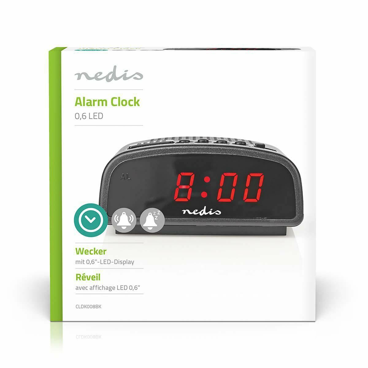 Nedis Digital Alarm Clock 0.6"" LED Snooze
