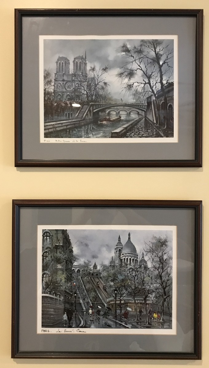 2 MAURICE LEGENDRE LITHO PRINTS Paris Notre Dame et la Seine