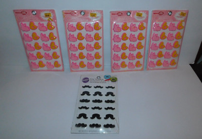 NOS WILTON BETTY CROCKER CAKE CANDY DECORATIONS JOB LOT EASTER & MOUSTACHES