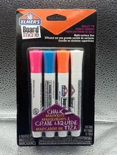 Elmer's Board Mate Chalk Markers Bullet Tip Assorted Colors 4 Pack