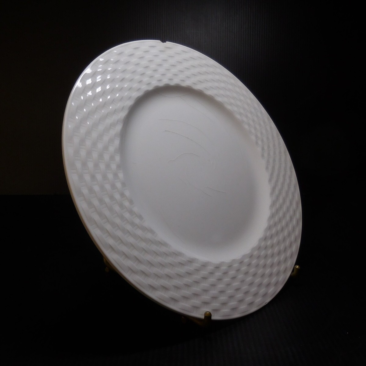 Assiette plate blanc faïence vintage art table design XX Habitat