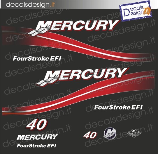 Adesivi Motore Marino Fuoribordo Mercury 40 Cv EFI Gommone Barca Stickers - Foto 11
