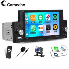 Single 1 Din 5.9" Car Stereo Apple Carplay Auto Radio Touch Screen Player Camera