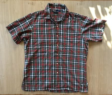 vintage 90's POLO RALPH LAUREN plaid CAMP COLLAR size LARGE striaght hem