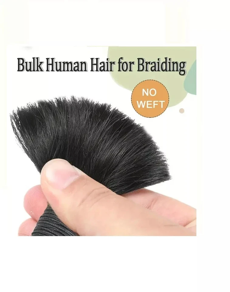 Deep Wave Bulk AS Human Hair for Braiding Locs Boho Curly Ocean Wave Braids Hair - Image 2 of 4