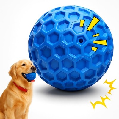 Tough Squeaky Dog Ball for Aggressive Chewers - Durable Rubber Toy for Large