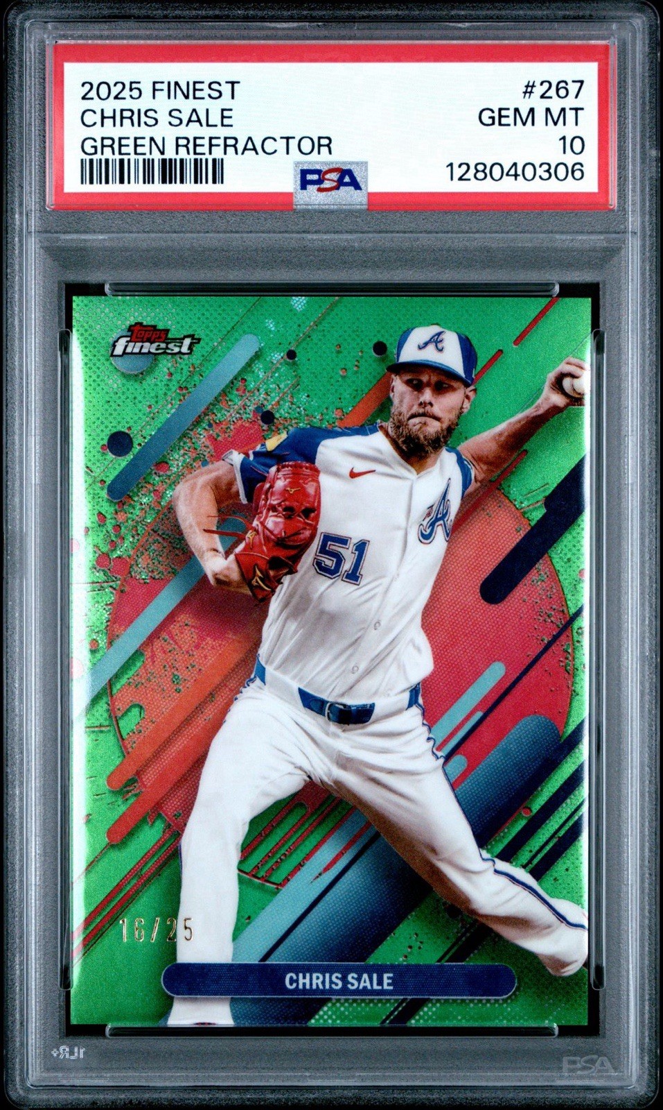 2025 FINEST CHRIS SALE /25 GREEN REFRACTOR LOW POP PSA 10 view 1