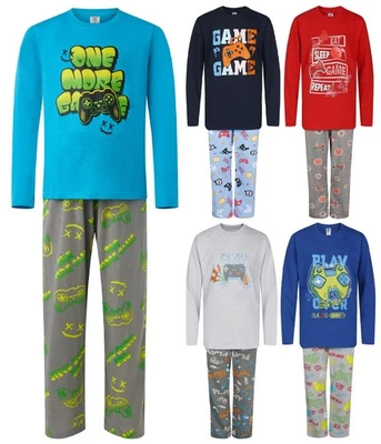 NORTH EAST® Boys Gamer Pyjamas Long Sleeve Long PJ Set Gaming Print Theme 9 to 16 Years