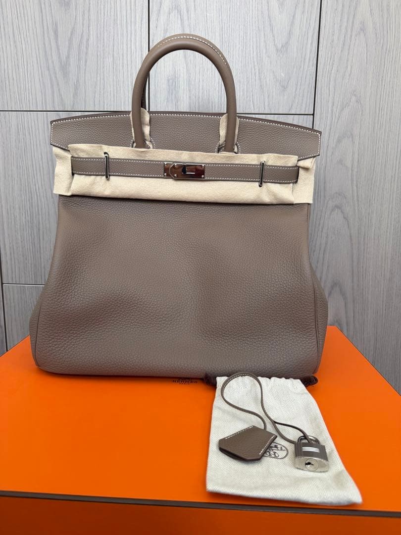 Unused HERMES Hautacrois 40 Etoupe Hermes Silver Z engraved