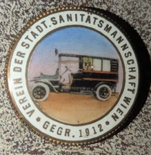 Antique 1912 Enamel Pin Button Badge AMBULANCE SERVICE VIENNA AUSTRIA