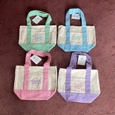 Trader Joe  s Mini Pastel Canvas Tote Bag Set Of 4 Colors Limited New With Tag 
