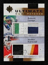 2011-12 Ultimate Collection 22/25 Roberto Luongo Miikka Kiprusoff Patch HOF s9v