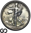 1918-S Walking Liberty Half Dollar, Strong Strike, Key Date, Choice AU