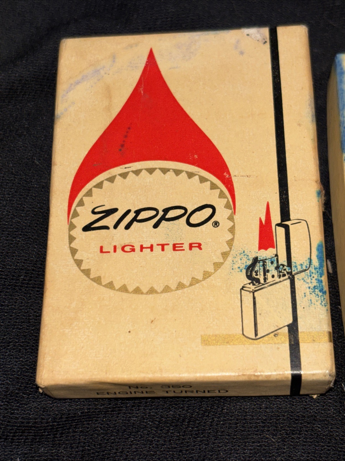 2 Vintage Zippo Lighter No. 350 Engine Turned Empty Box Insert Paperwork USA