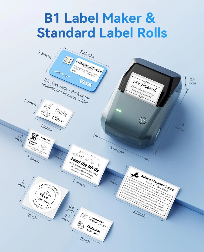 B1 Thermal Label Printer Machine with Tape for Office Use
