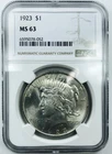 1923 PEACE DOLLAR! NGC MS63! GORGEOUS! AMAZING! FANTASTIC! INSANE! NR #P1396