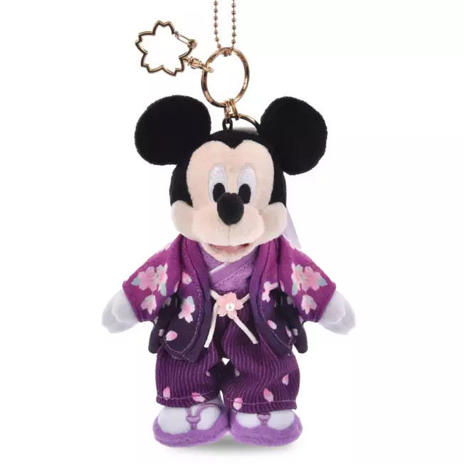 【Disney】 Mickey Mouse Plush Keychains Kimono ( Sakura ) Disney Store