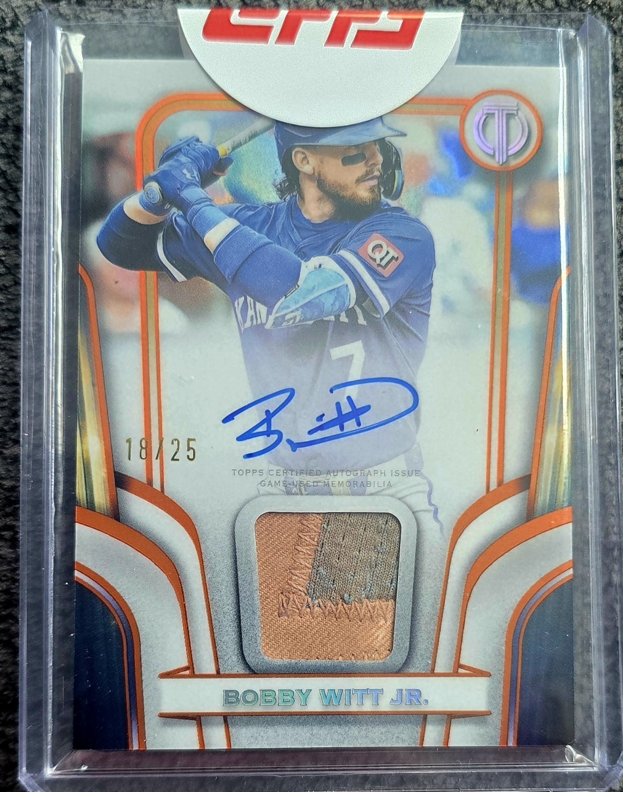 2026 Topps Tribute Bobby Witt Jr. Game Used Patch Auto Orange /25