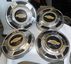 Set of 4 1973 - 1987 Chevy K10 C10 Truck OEM Bowtie Dogdish Hubcaps 10.5”