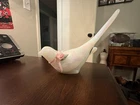 Fenton Glass Bird Dove Mother of Pearl White Iridescent With Applied Pink Flower