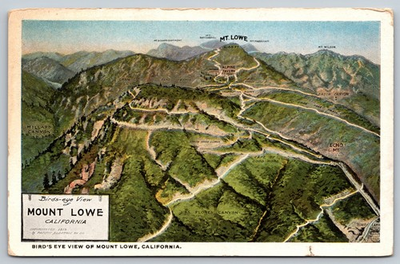 #ad #ad Mount Lowe California Bird#x27;s Eye View Map Pacific Electric Railway Co. Postcard C $9.88