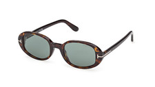Tom Ford FT1364 IGGY 52N Dark Havana/Green Oval Sunglasses
