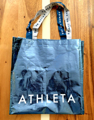 Athleta Metallic Blue Reusable Shopping 16'' Tote Bag - Clean