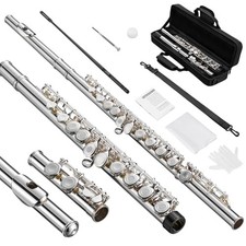 POGOLAB Open Hole C Flute, 16 Keys Student Flute Instrument for Beginner Adva...