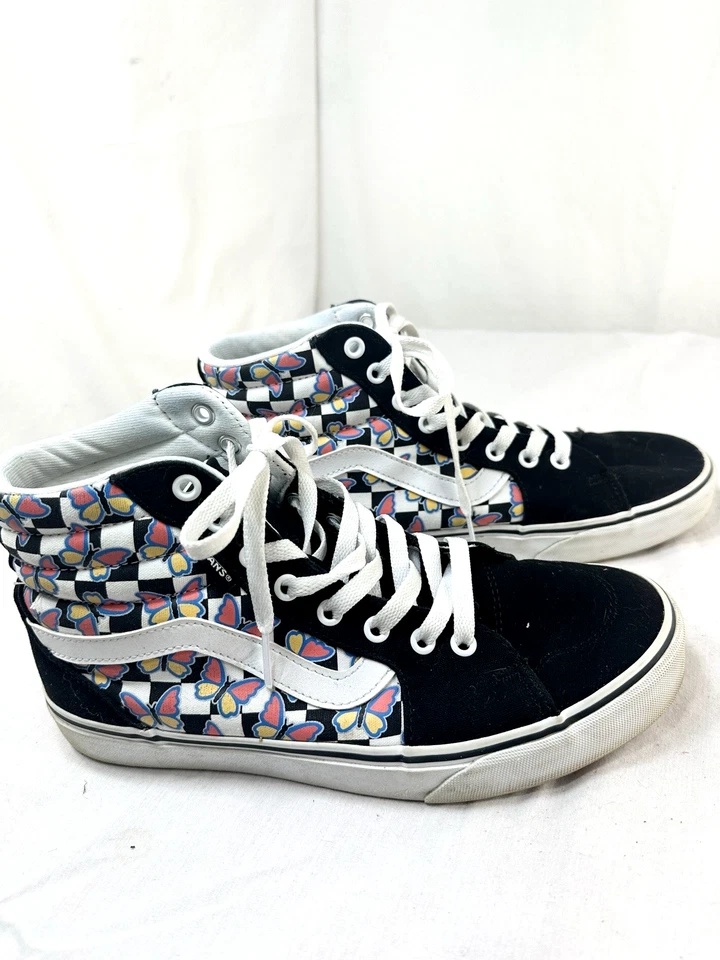 Vans Sk8-Hi Zapatos Mujer Talla 9 Mariposa Cuadros Patín Zapatillas Altas FSh Foto 2 de 4