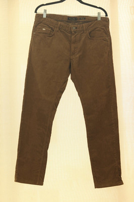 Massimo Dutti Extra Slim Brown Corduroy Tapered Pants 32W 5-Pocket