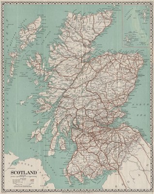 SCHOTTLAND Hauptstraßen & Eisenbahnen. Deko Bordüre. WARD LOCK 1935 alte Karte