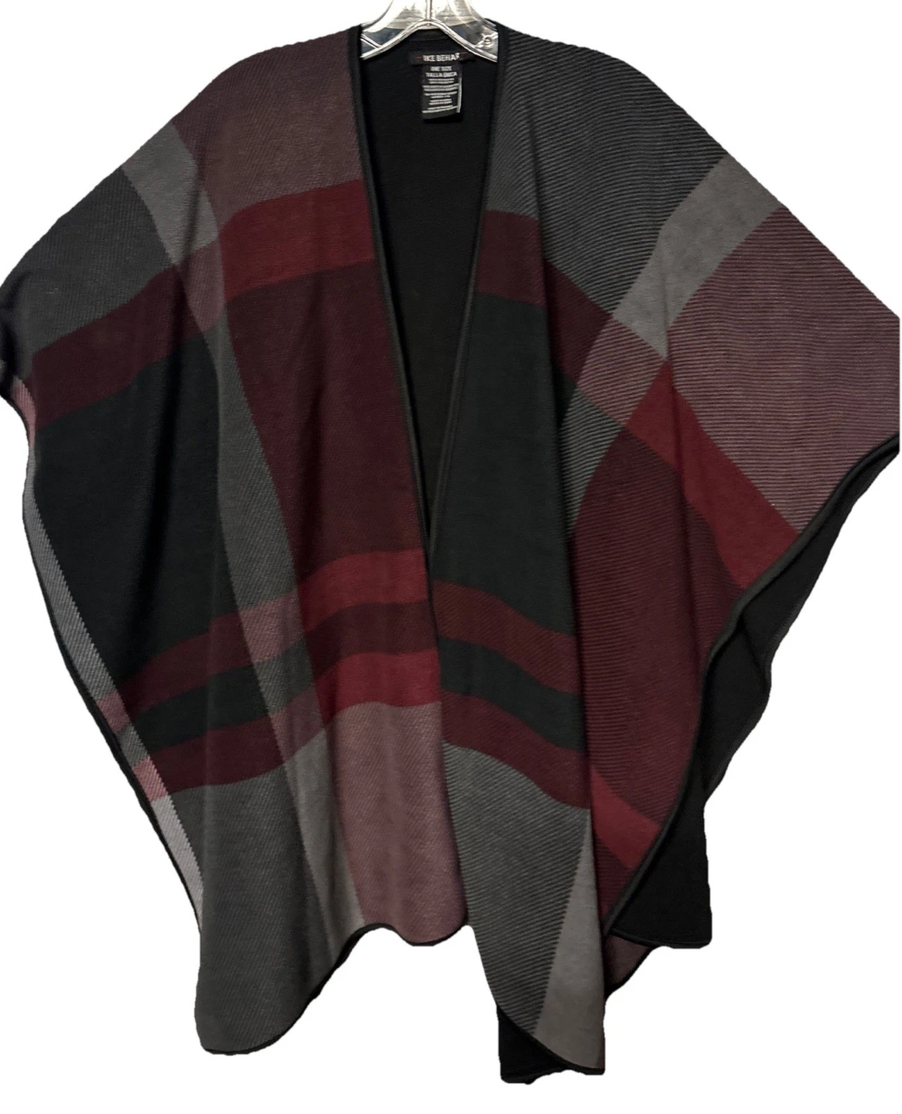 Ike Behar Women's Reversible Fleece Wrap Open Cape Poncho ShawlOne Size